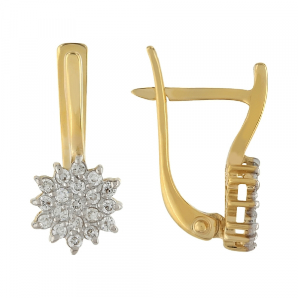 Золотые серьги с бриллиантом № 84803