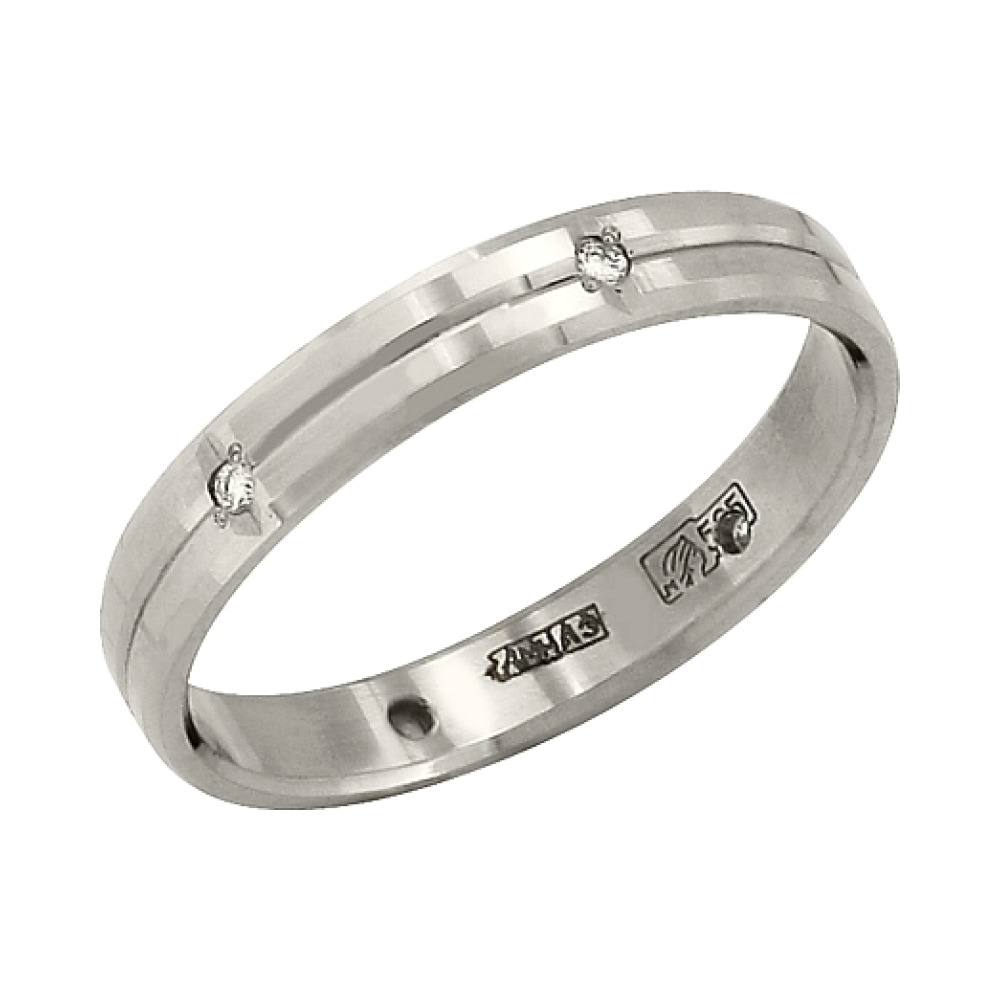 Золотое кольцо с бриллиантом обручальное № 81386