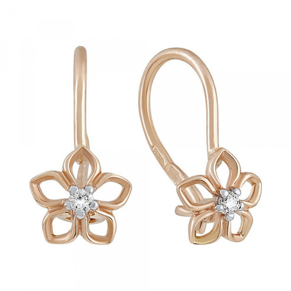 Золотые серьги с фианитом № 134343