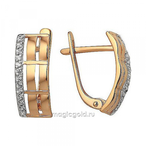 Золотые серьги с фианитом № 174010