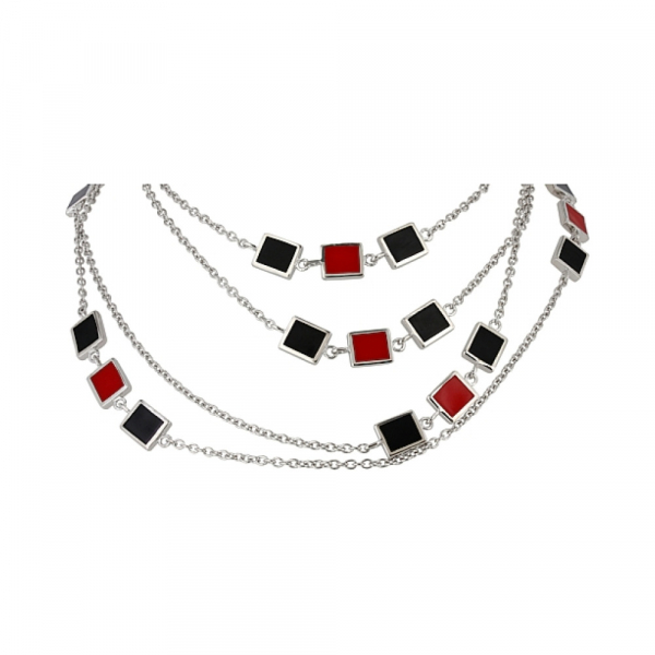 Серебряное колье с каучуком № 106710