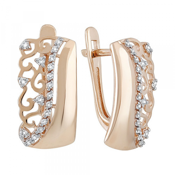 Золотые серьги с фианитом № 133338