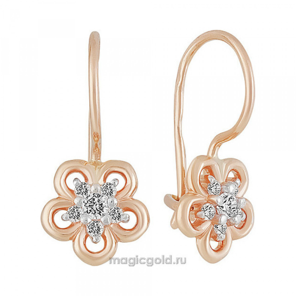 Золотые серьги с фианитом № 160283