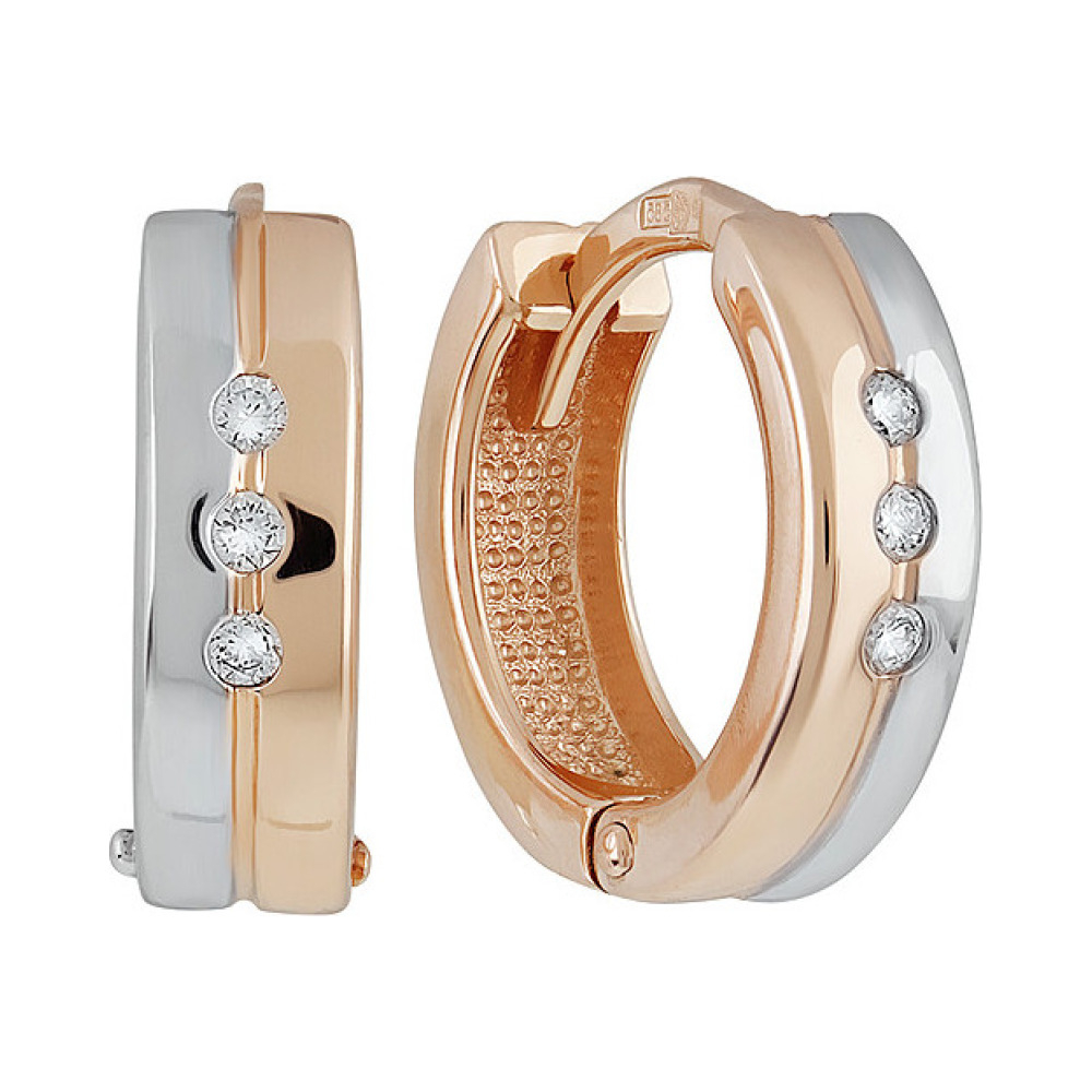 Золотые серьги с бриллиантом № 135943