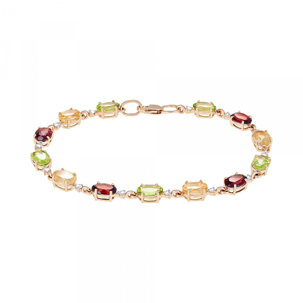 Золотой браслет с полудраг. вставками и фианитом № 117325