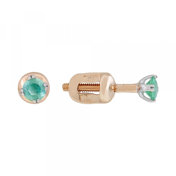 Пуссеты с изумрудом № 107028