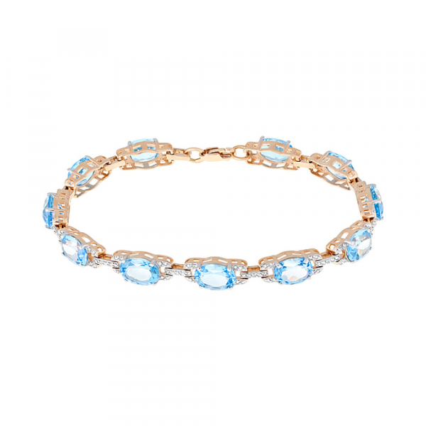 Золотой браслет с топазом и фианитом № 122951