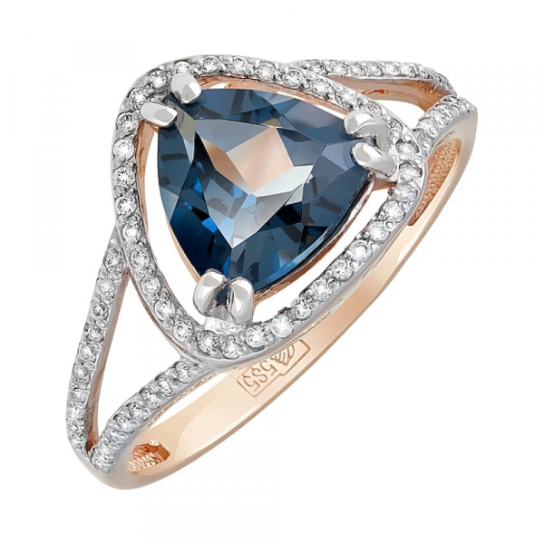 Золотое кольцо с топазом и фианитом № 119953