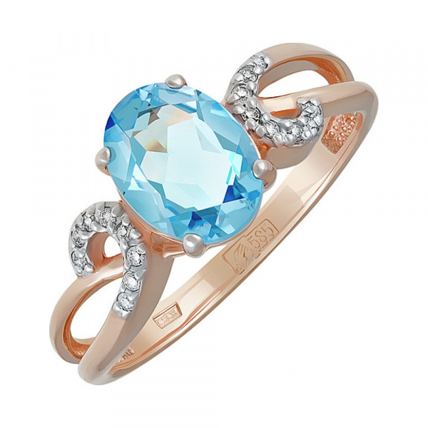 Золотое кольцо с топазом и фианитом № 135499