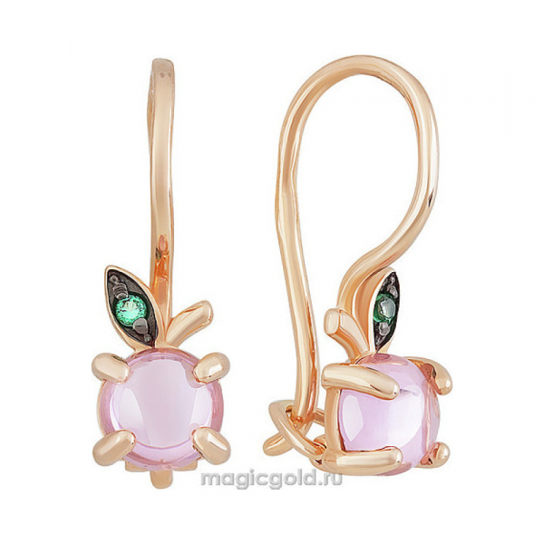 Золотые серьги с фианитом № 156416