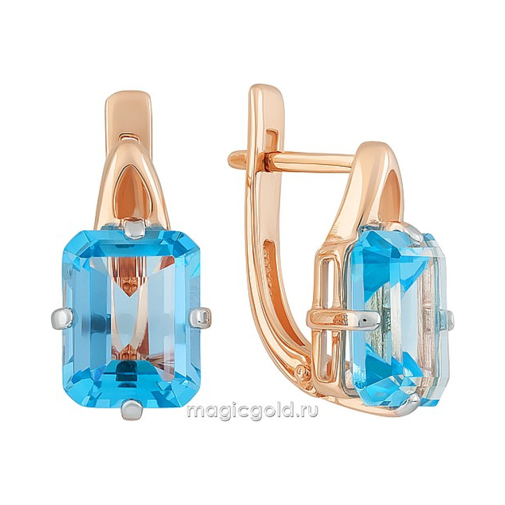 Золотые серьги с топазом № 164190
