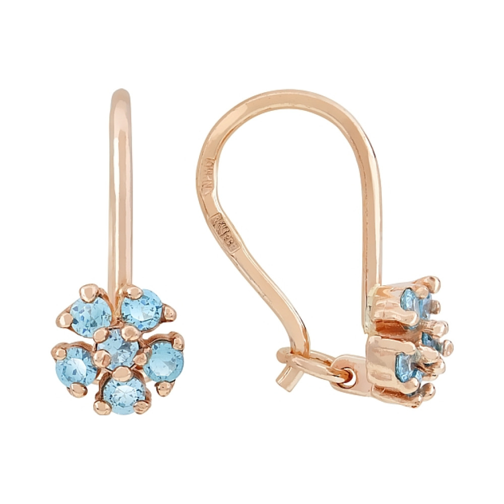 Золотые серьги с фианитом № 116743