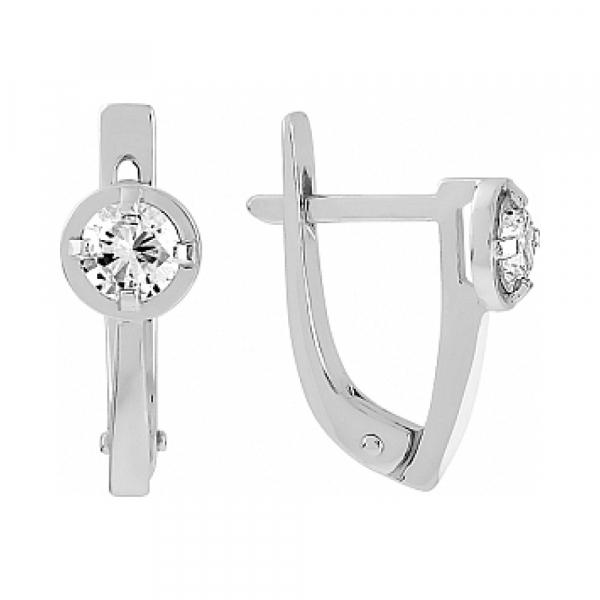 Золотые серьги с бриллиантом № 104140