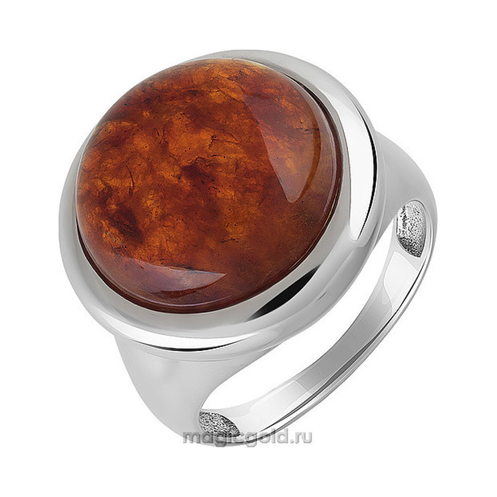 Серебряное кольцо с янтарем № 151418