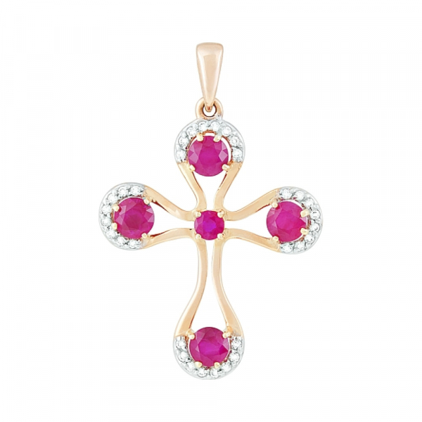 Подвеска с рубином и фианитом № 112189