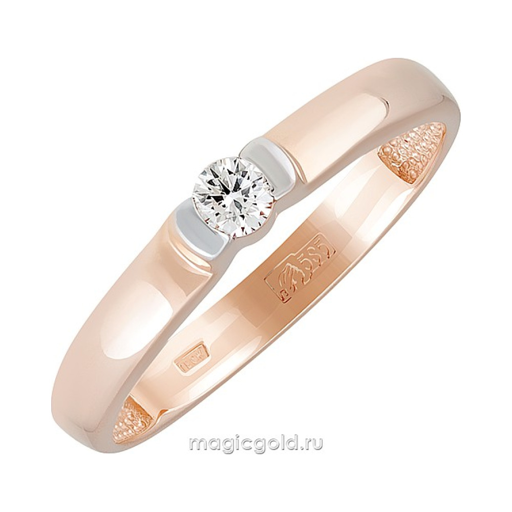Золотое кольцо с бриллиантом № 161788