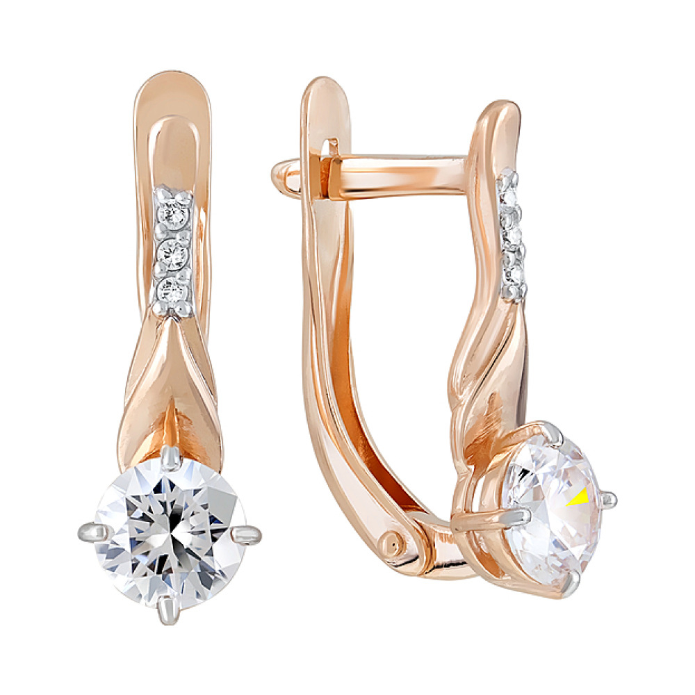 Золотые серьги с кристаллами swarovski № 124005