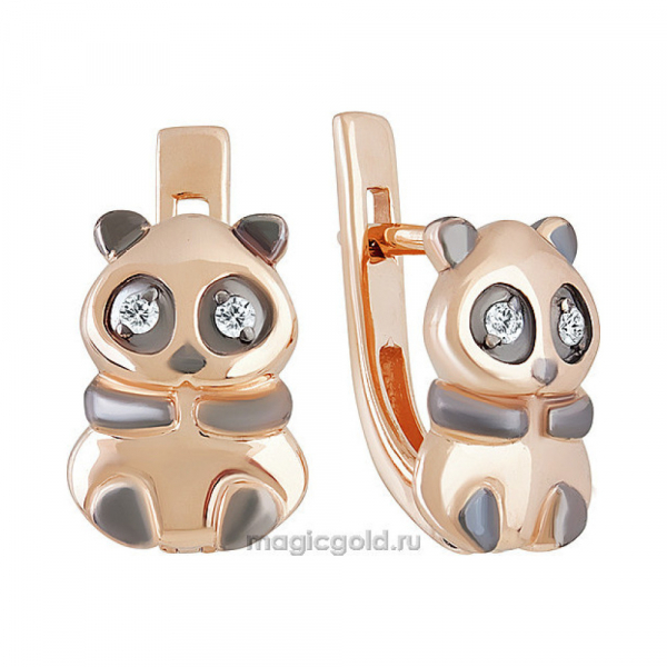 Золотые серьги с фианитом № 140665