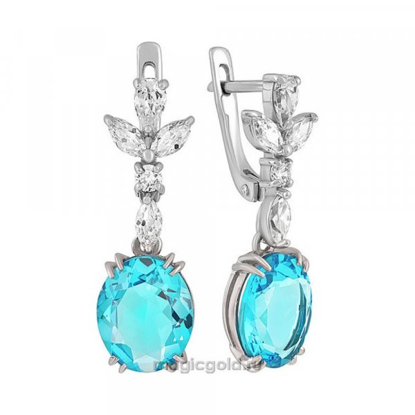 Серебряные серьги с алпанитом и фианитом № 133972