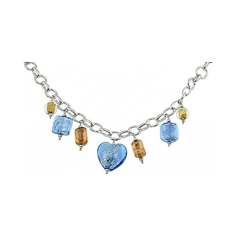 Серебряное колье с муранским стеклом № 28613