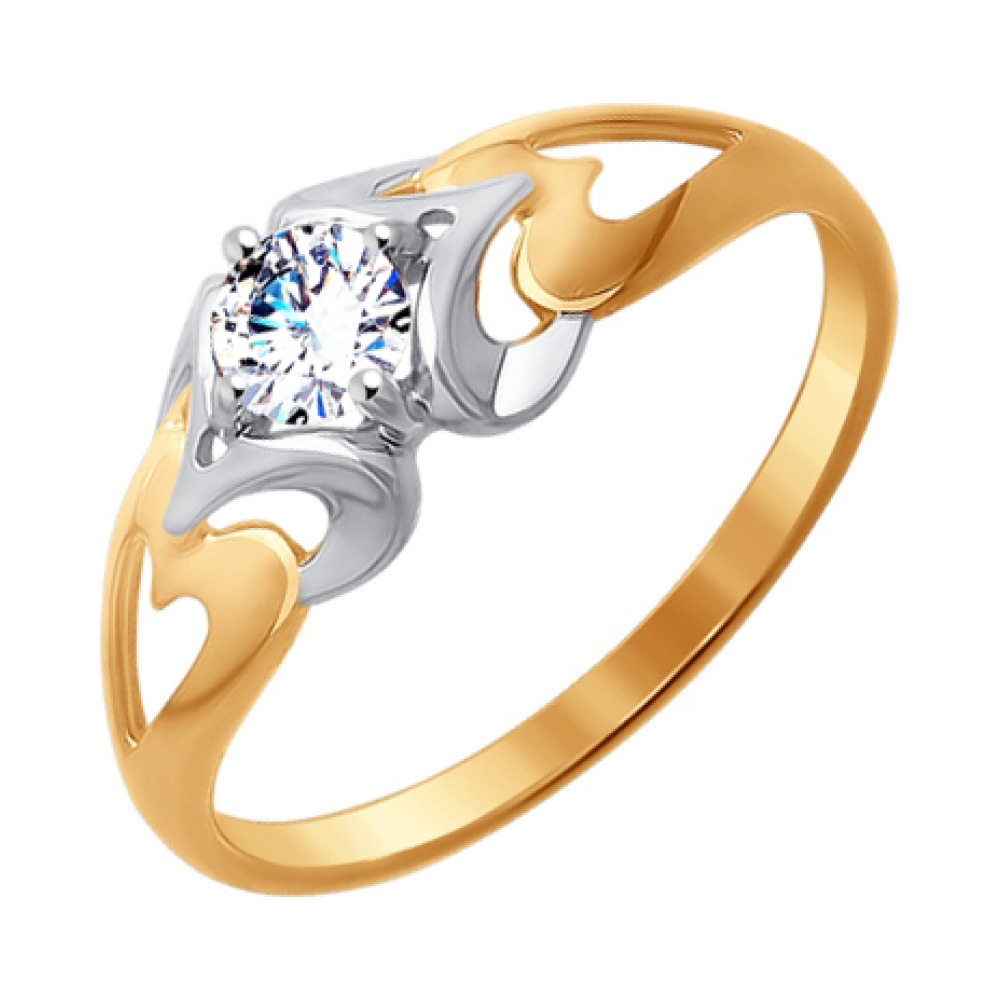 Золотое кольцо с фианитом № 159173