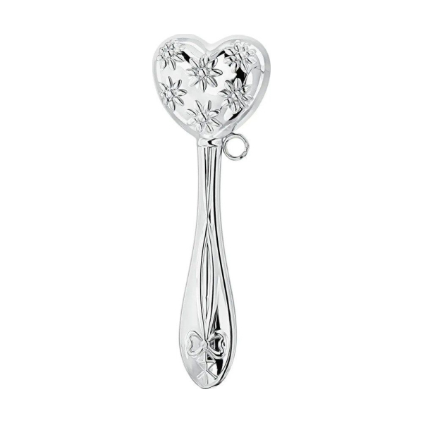 Погремушка Сердце с цветами Ag 925º