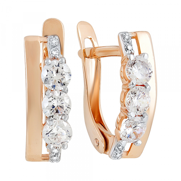 Золотые серьги с фианитом № 130011