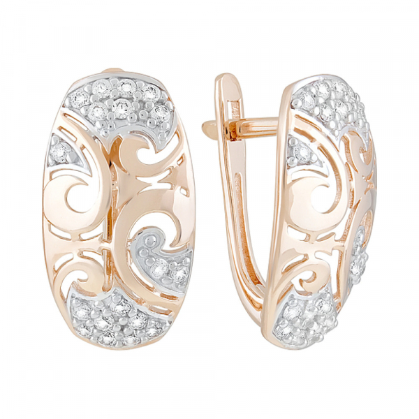 Золотые серьги с фианитами № 127358