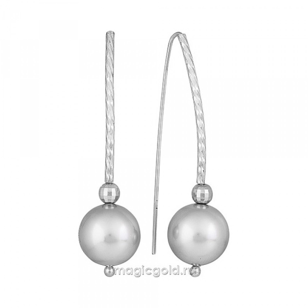 Серебряные серьги с имитац. жемчуга № 166037