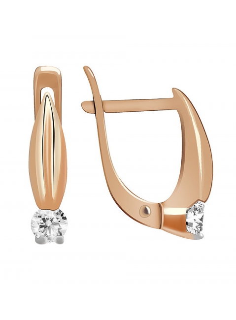 Золотые серьги с бриллиантом № 115328