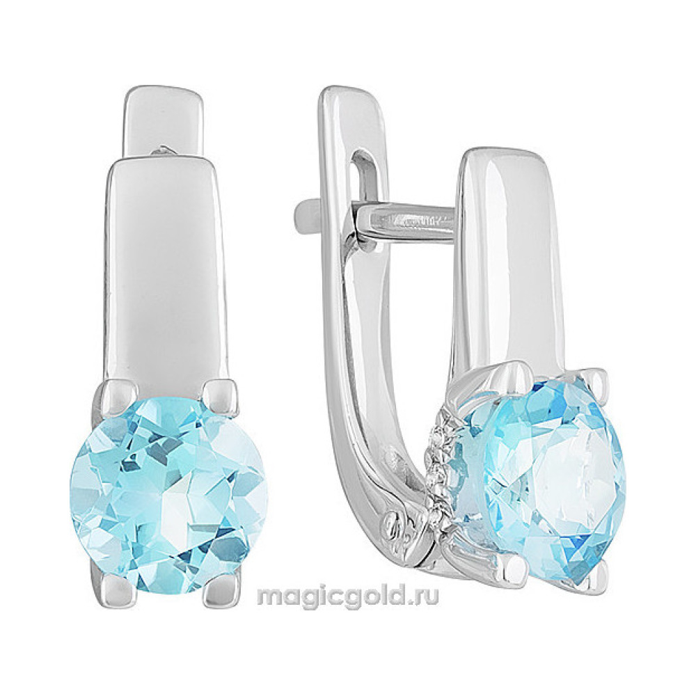 Золотые серьги с топазом и фианитом № 139237