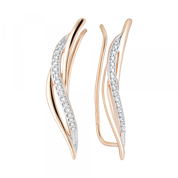 Золотые серьги с фианитом № 124316