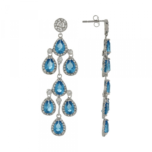 Серебряные серьги с фианитами № 96124