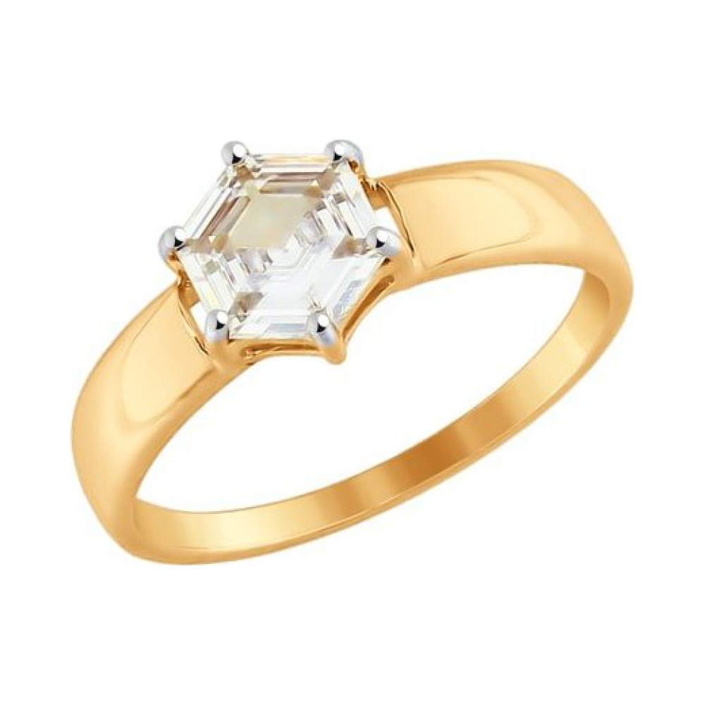 Золотое кольцо с кристаллом swarovski № 161626