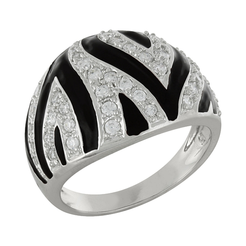 Серебряное кольцо с фианитом и эмалью № 30882