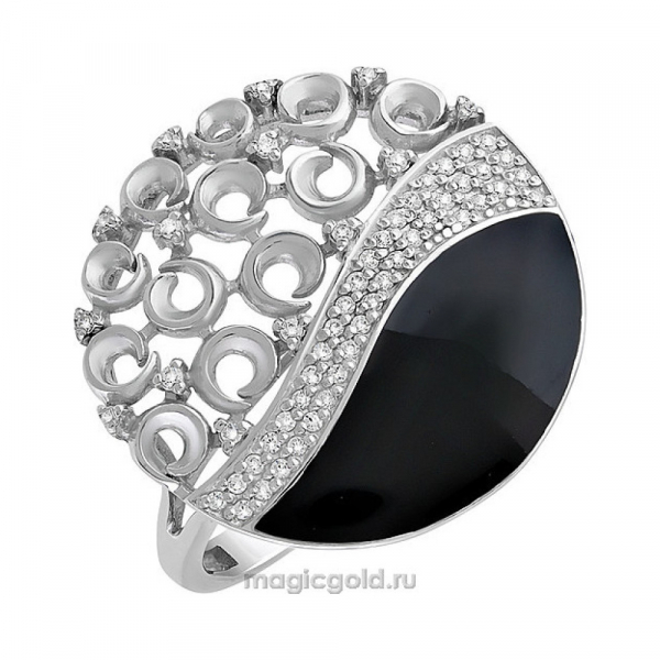 Серебряное кольцо с эмалью и фианитом № 137765