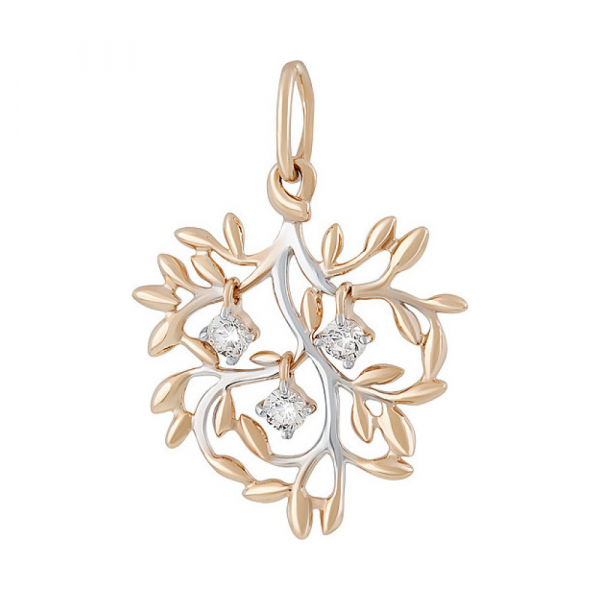 Золотая подвеска с фианитом № 135437