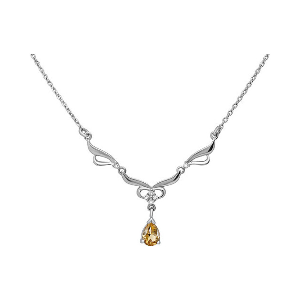 Серебряное колье с цитрином и фианитом № 133188