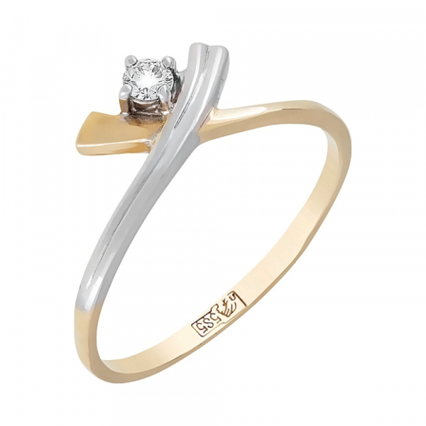 Золотое кольцо с бриллиантом № 102955