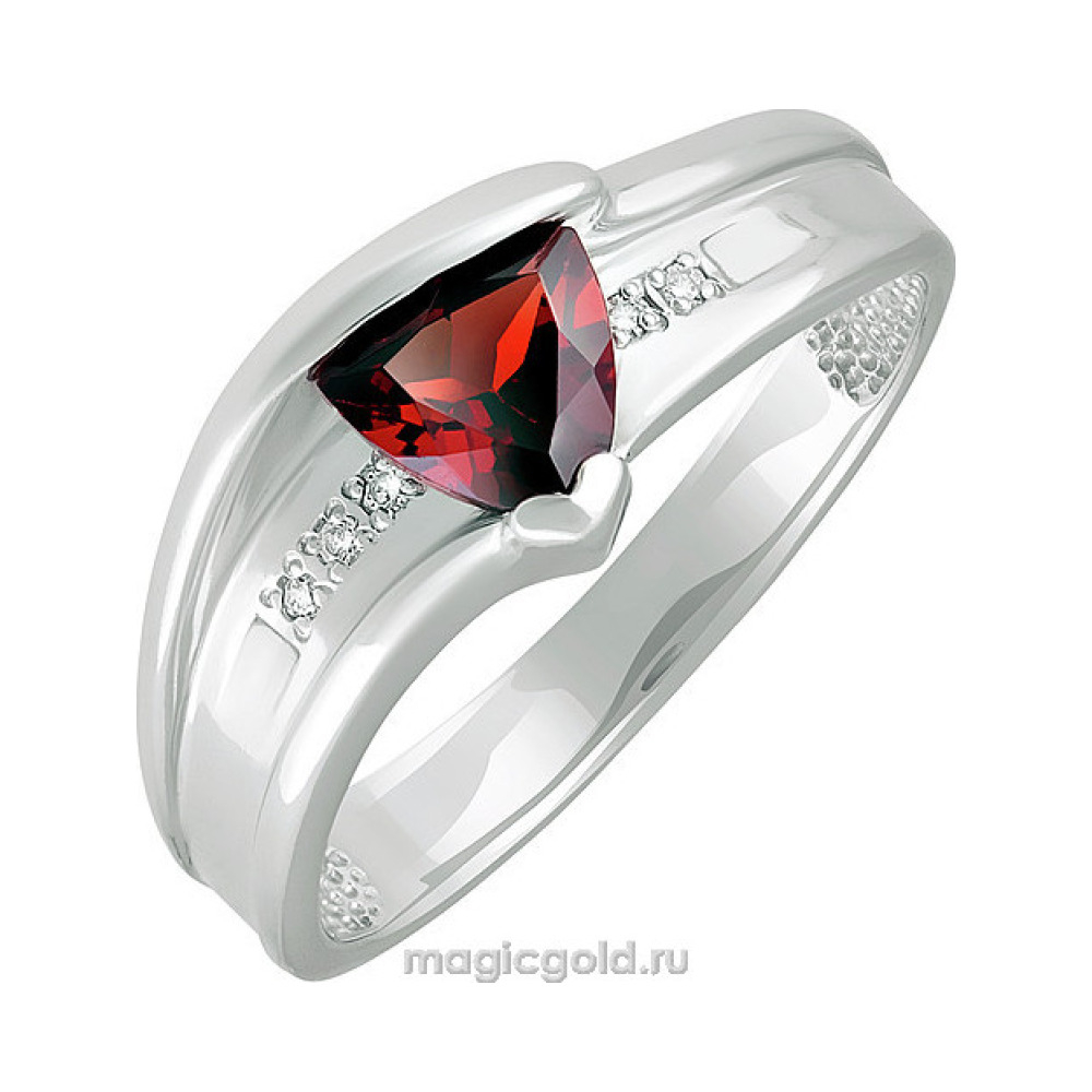 Серебряное кольцо с гранатом и фианитом № 140138