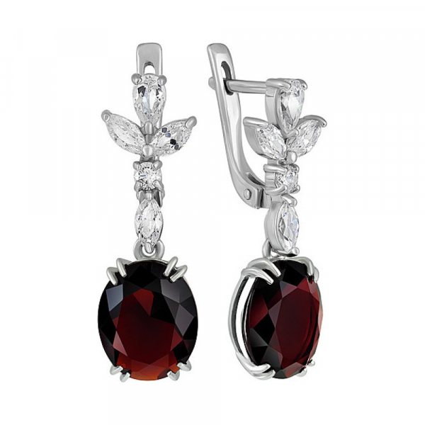 Серебряные серьги с алпанитом и фианитом № 133973