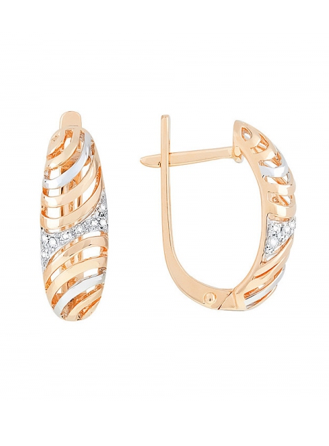 Золотые серьги с бриллиантом № 113751