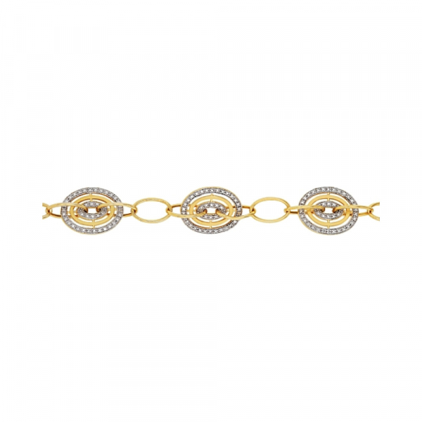 Серебряный браслет с фианитом и зол.покрытием № 80376