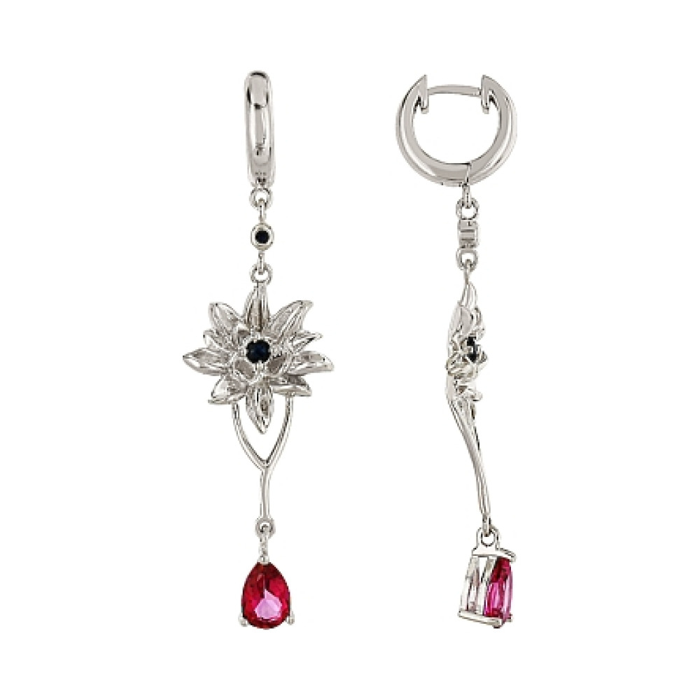 Серебряные серьги с сапфиром и синт.топазом № 96591