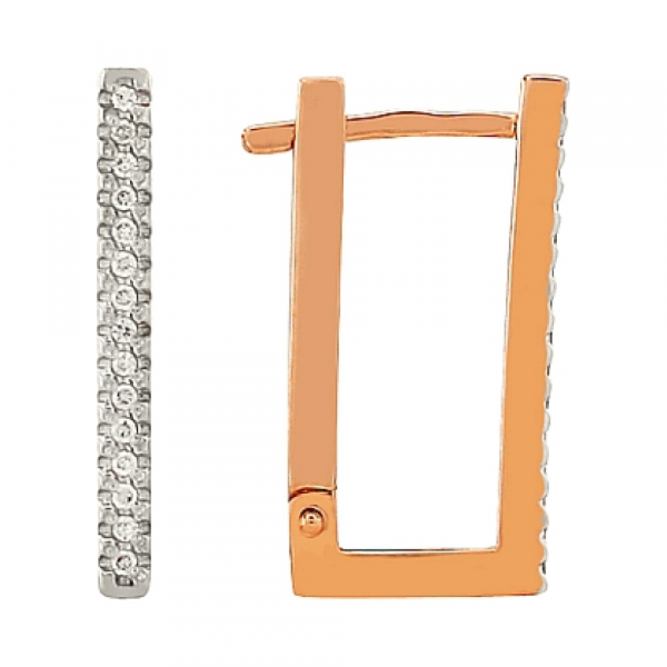 Золотые серьги с бриллиантом № 85253