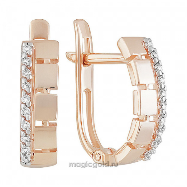 Золотые серьги с фианитом № 160789