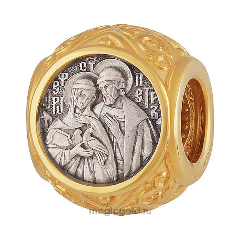 Серебряная подвеска бусина с золотым покрытием № 161343