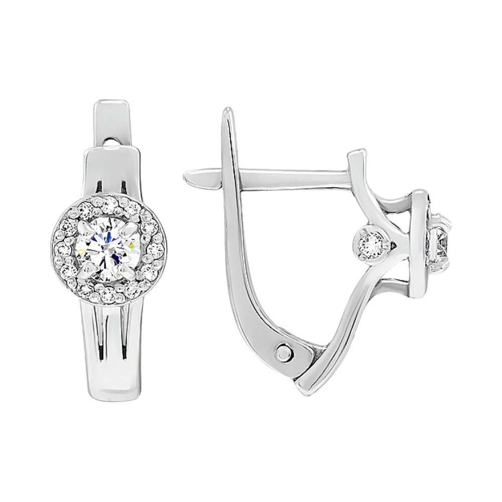 Золотые серьги с бриллиантом № 116868