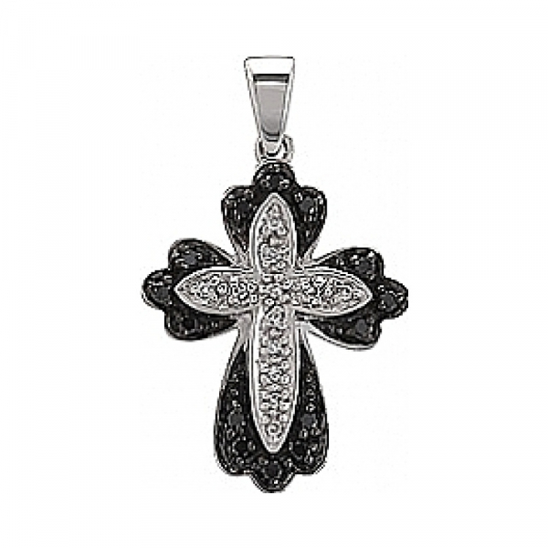 Золотая подвеска с чёрными и белыми бриллиантами № 76339