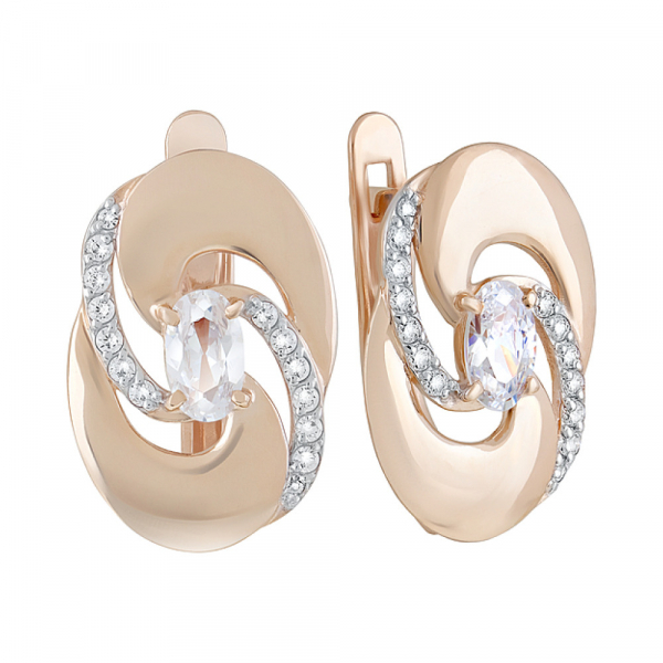 Золотые серьги с фианитами № 126434